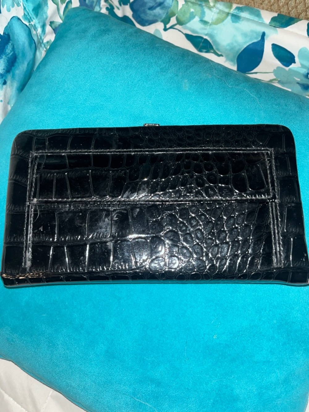 Black Croc-Embossed Women's Wallet